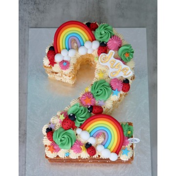 Ladybug Rainbow Number Cake
