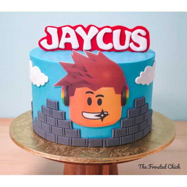 A friend's kid asked for a Roblox cake. Chocolate vanilla swirl cake,  buttercream and fondant. : r/Baking