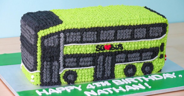 Baby Bus themed two tiered Cake