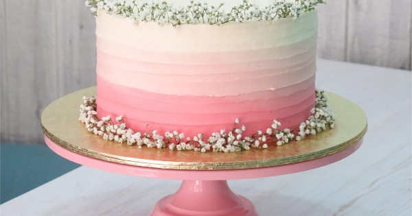 Pink Ombre Shell Cake - i am baker
