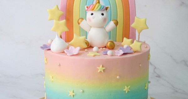 Pink & Gold Unicorn cake | Celebration cakes