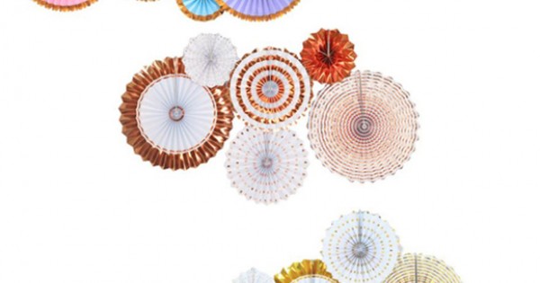 Decorative Round Paper Fan Set