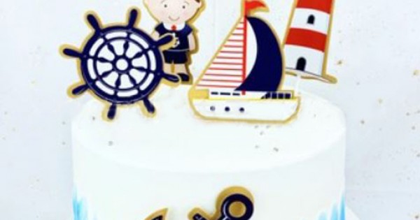 Nautical Birthday Decorations Sailor Cake Topper Nautical First Birthd – C  T B
