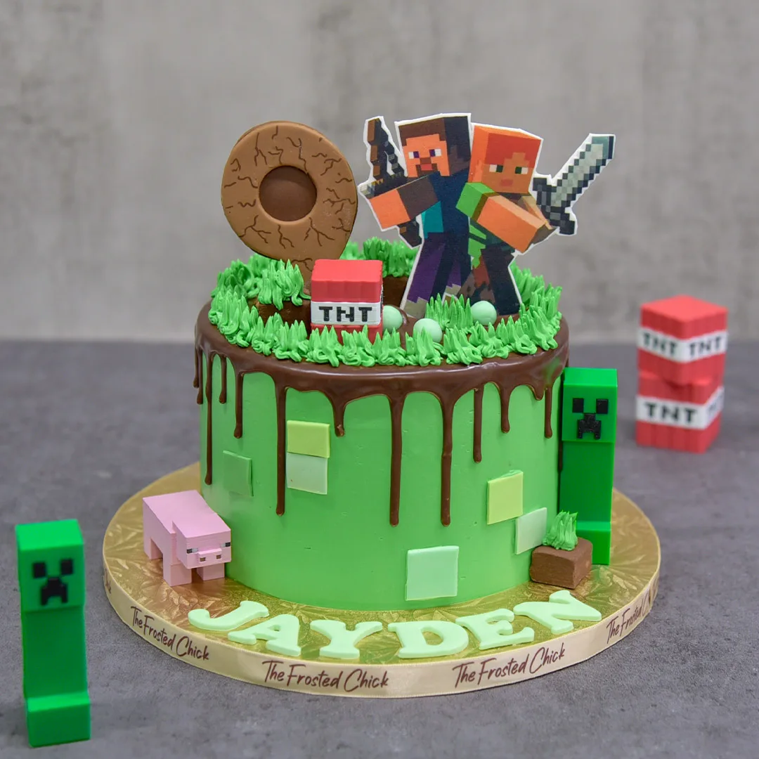 Minecraft Inspired Drip Cake