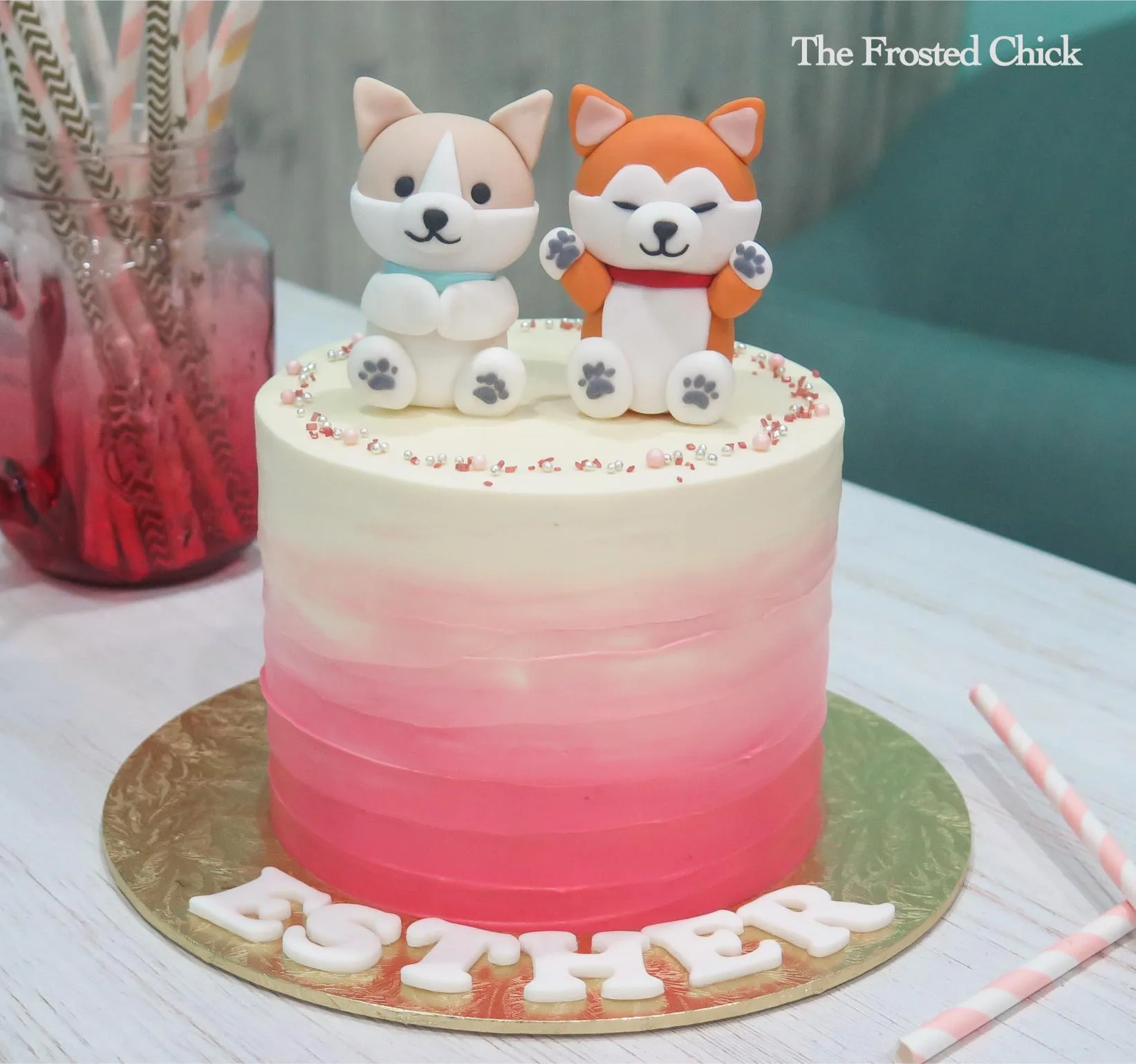 Puppy Dog Ombre Cake