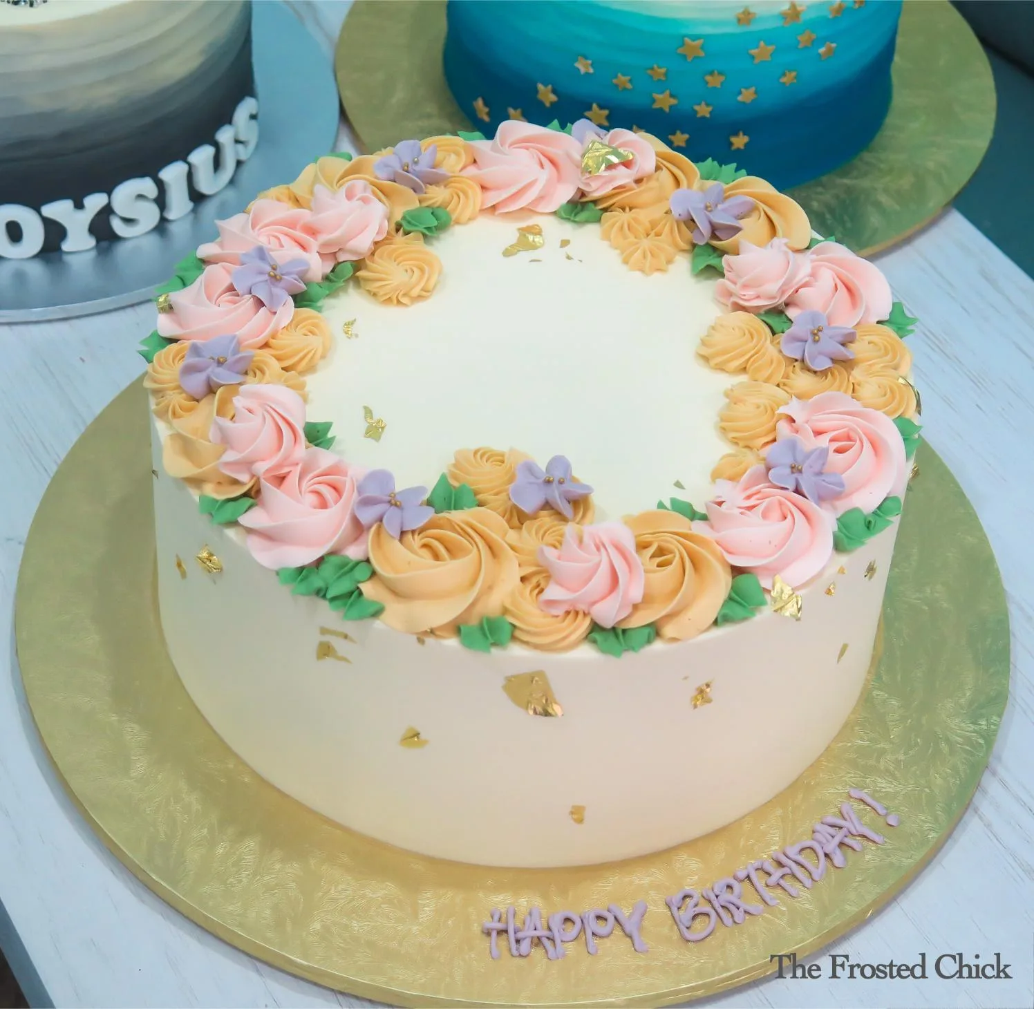 Vintage Floral Wreath Cake