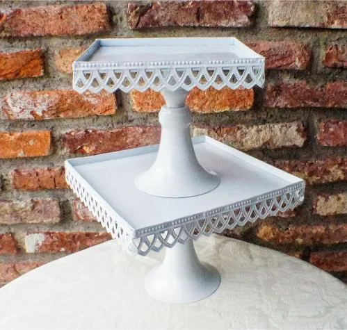 (RENTAL) 9" x 9" Tear Drop Lace Cake Stand