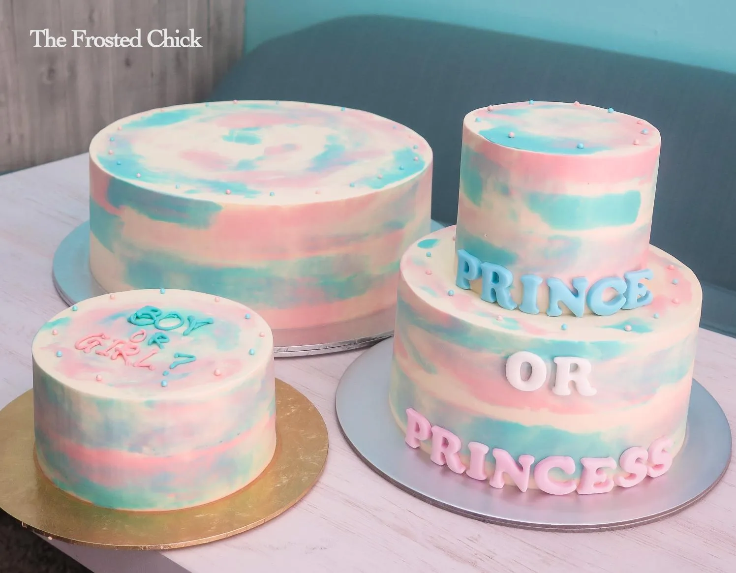 Gender Reveal Watercolor Cake