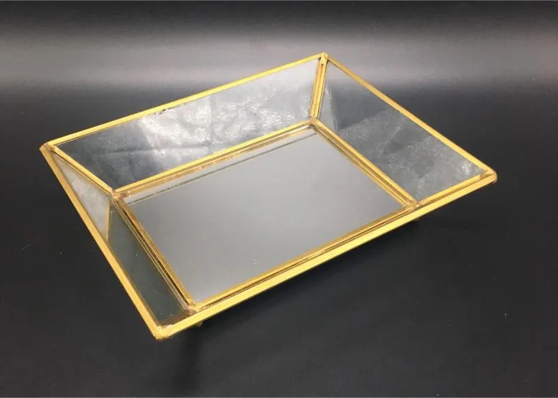 (RENTAL) Gold Mirror Glass Dish (Polygon)