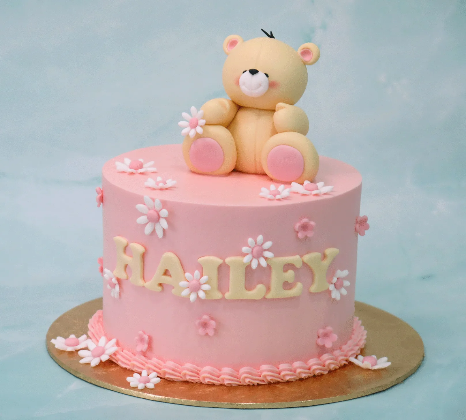 Teddy Bear with Flowers Cake