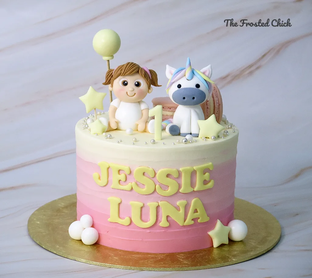 Little Baby Girl & Unicorn Cake