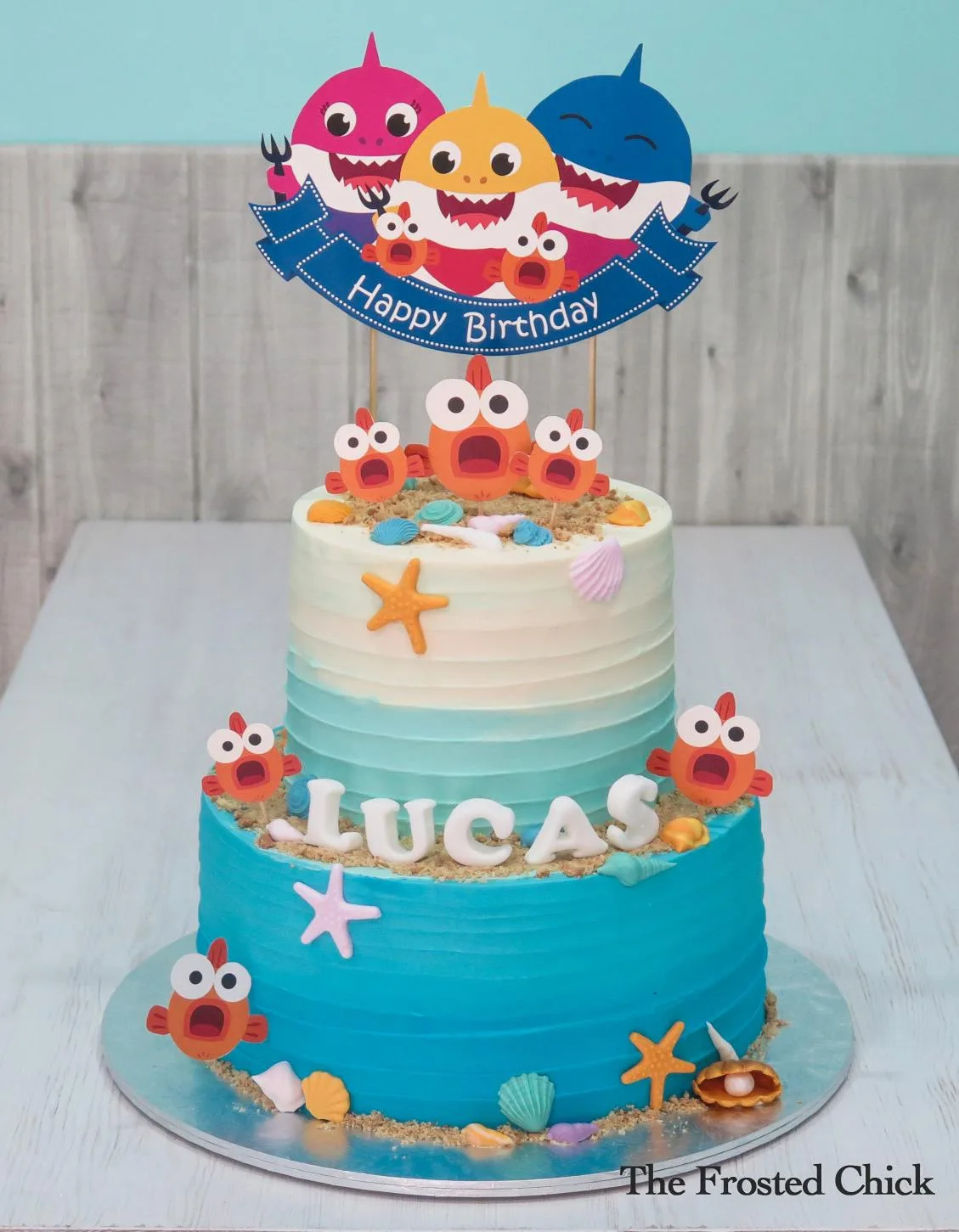 Baby Shark Ombre Cake