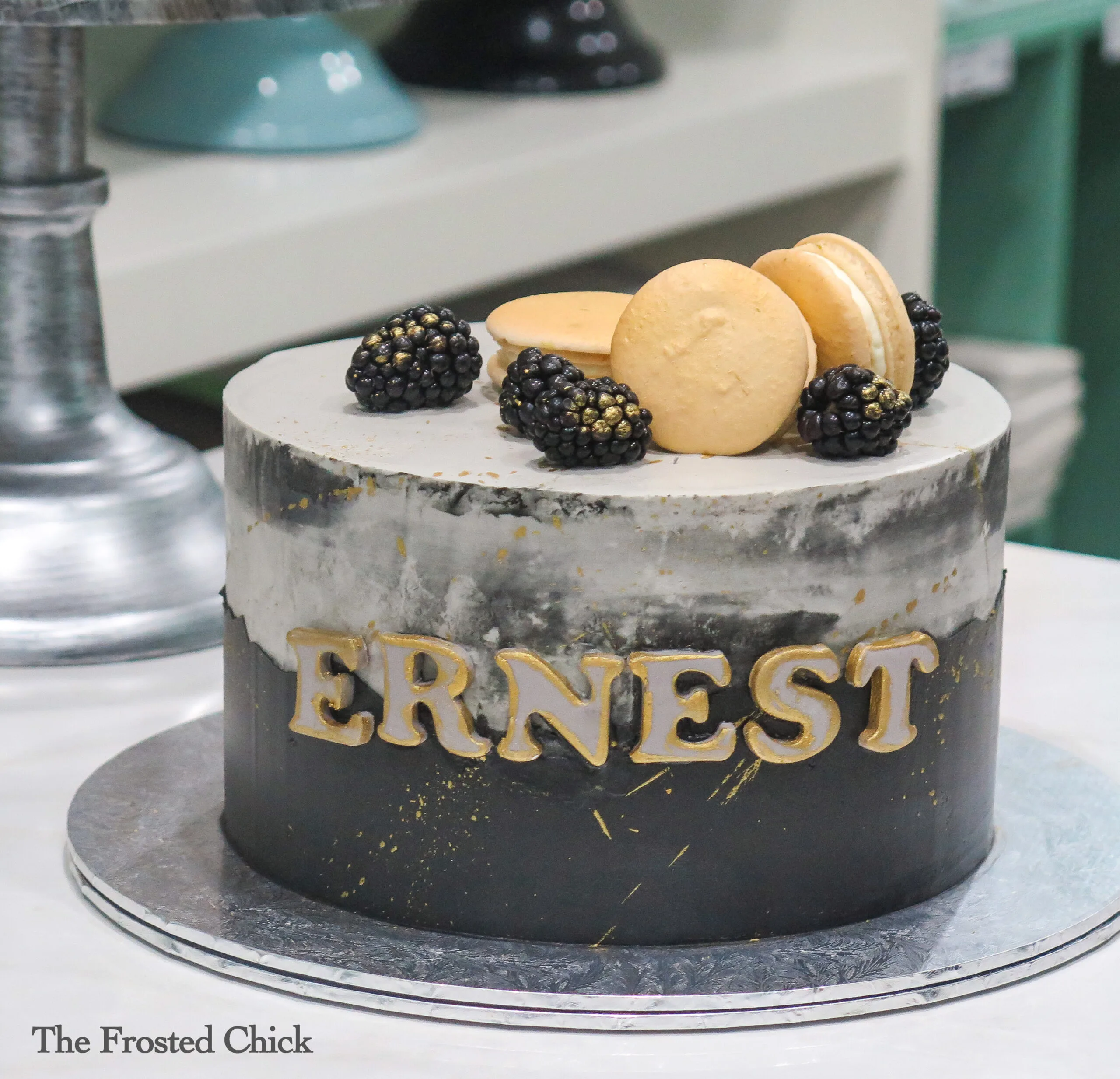Concrete Gold Splatter Cake