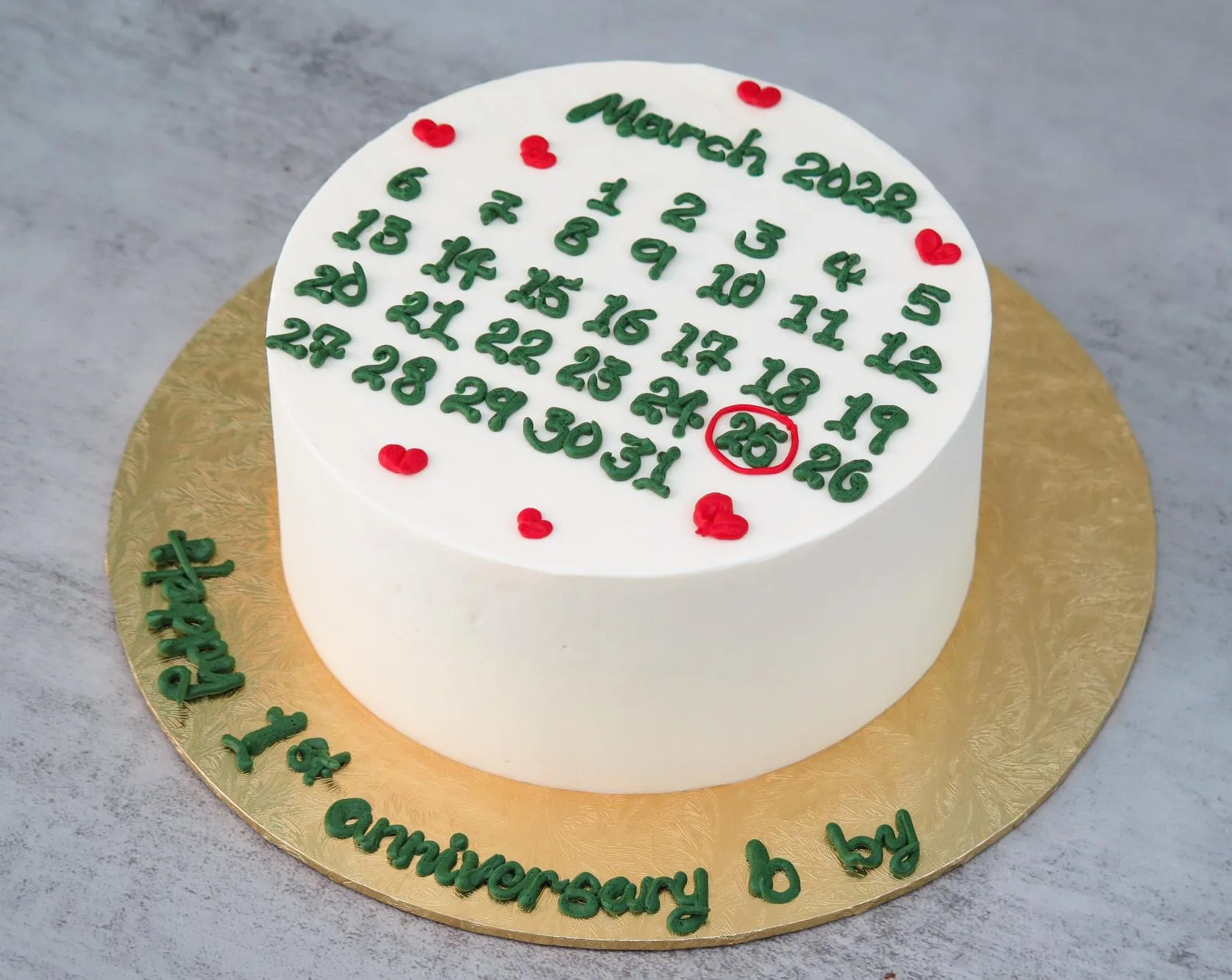 Minimalist Calendar Date Cake