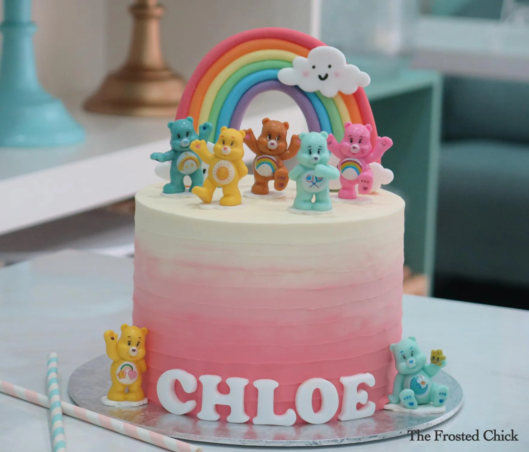 Care Bear Rainbow Ombre Cake