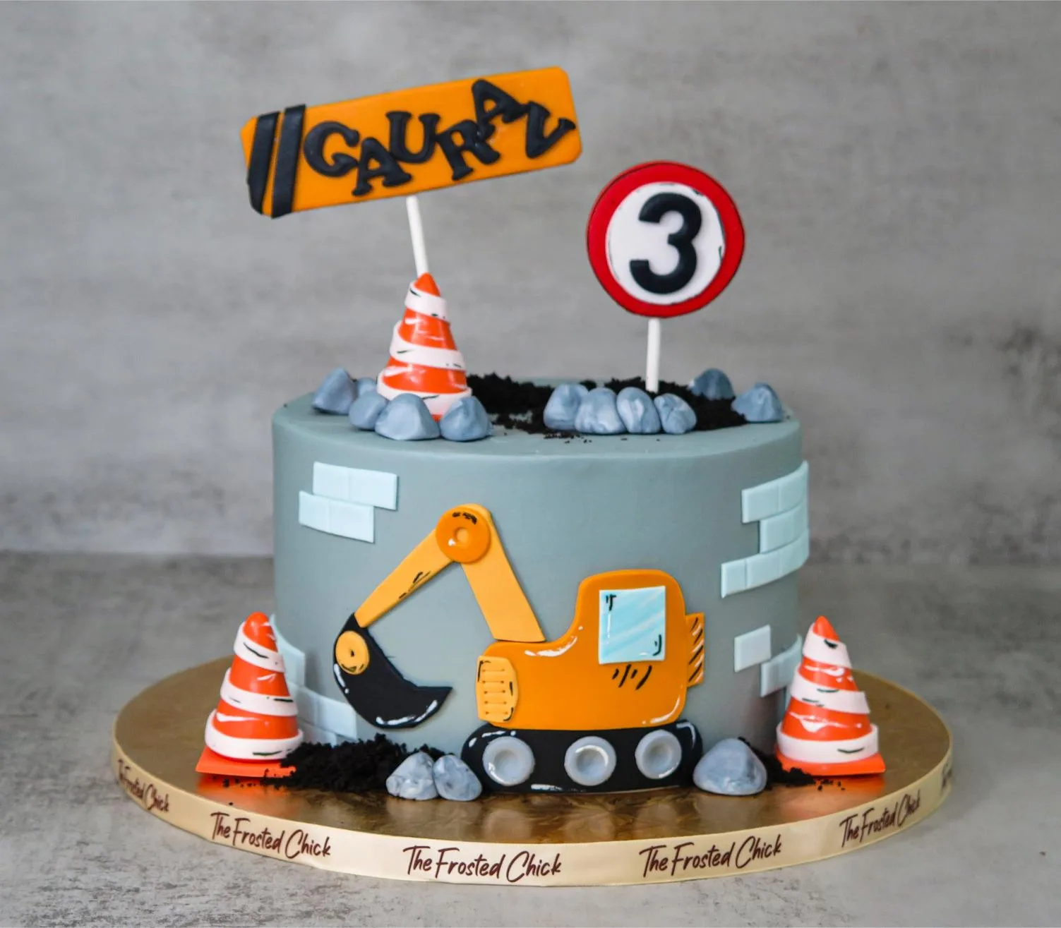 Construction Excavator Comic Cake