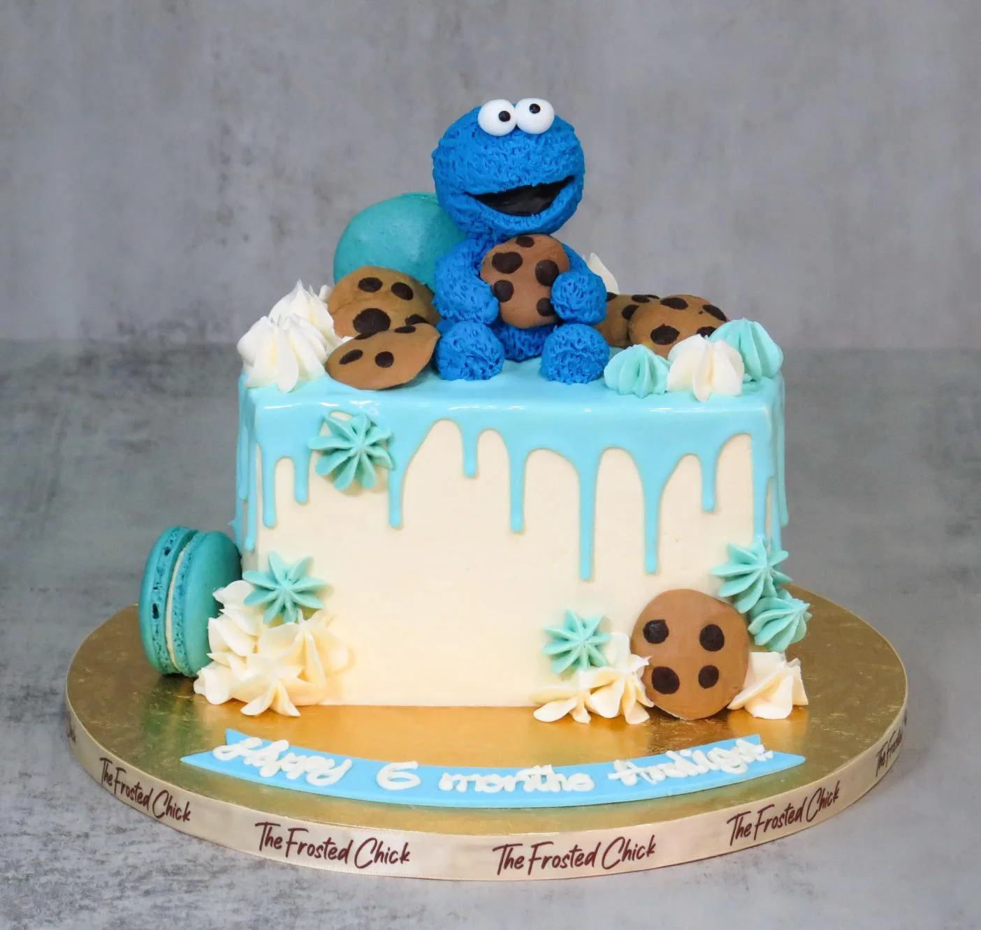Blue Monster Drip Half Cake