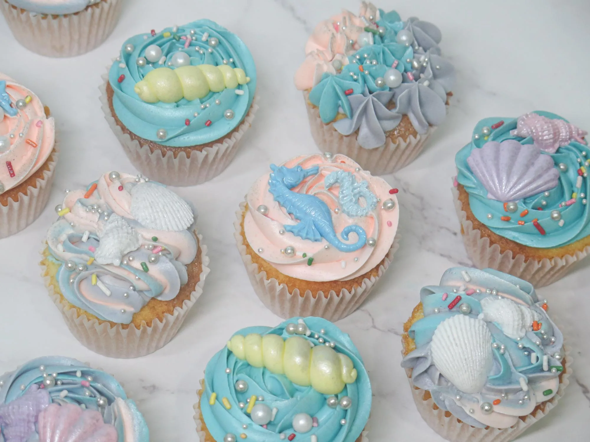 Underwater Seashells Cupcakes