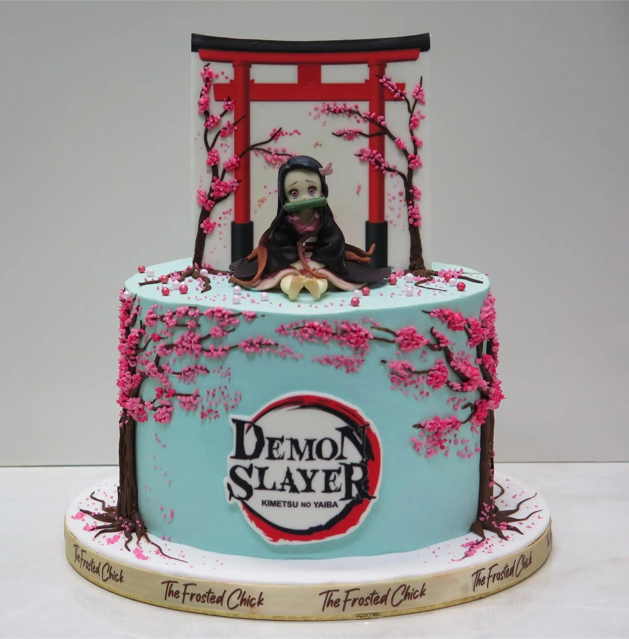 Nezuko Demon Slayer Cherry Blossom Cake