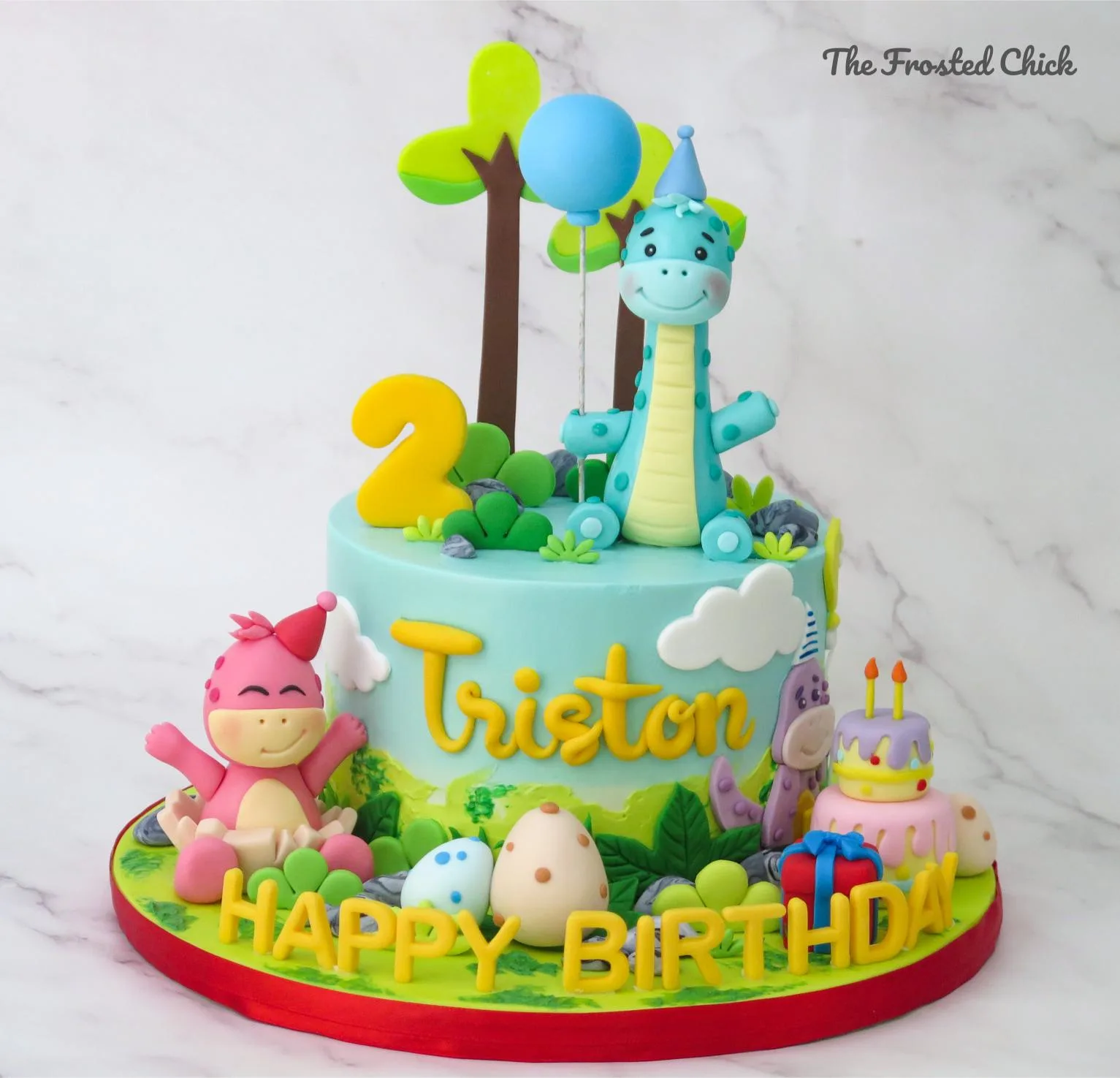 Wild Dinosaur Party Blue Cake