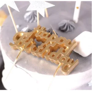 Gold Happy Birthday Candle