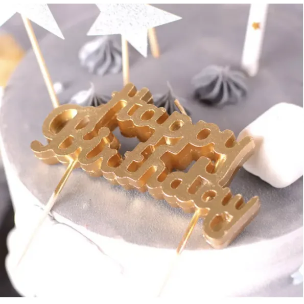 Gold Happy Birthday Candle
