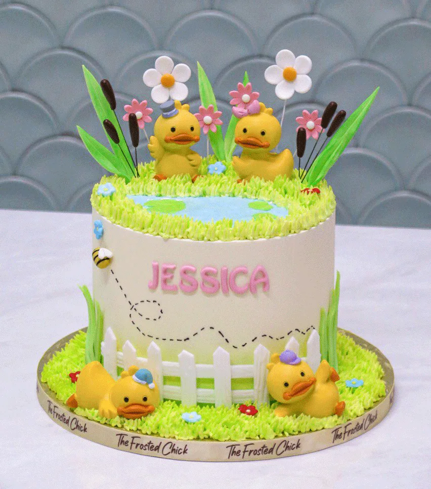 Little Ducklings by the Pond Cake