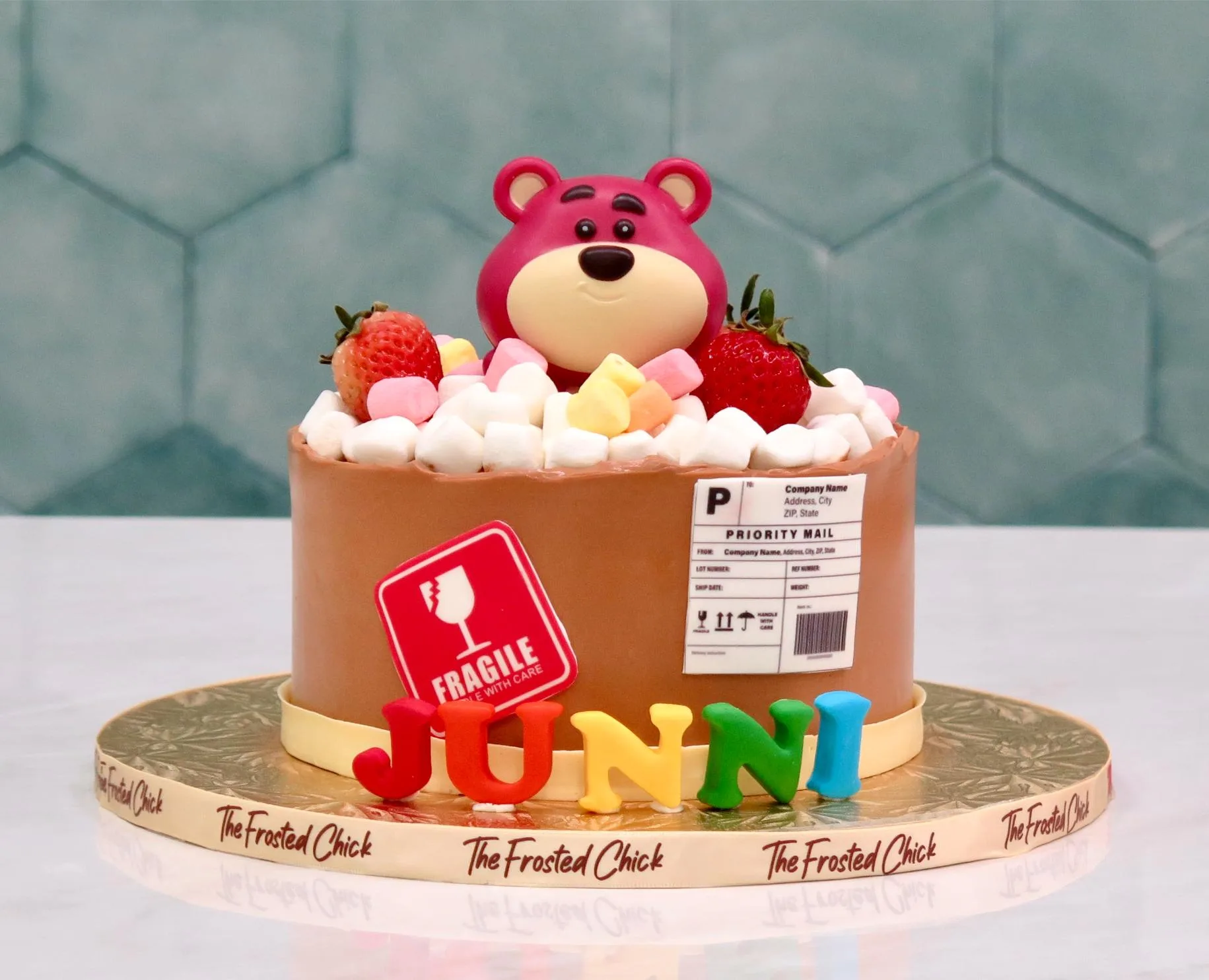 Pink Baby Bear Priority Mail Cake