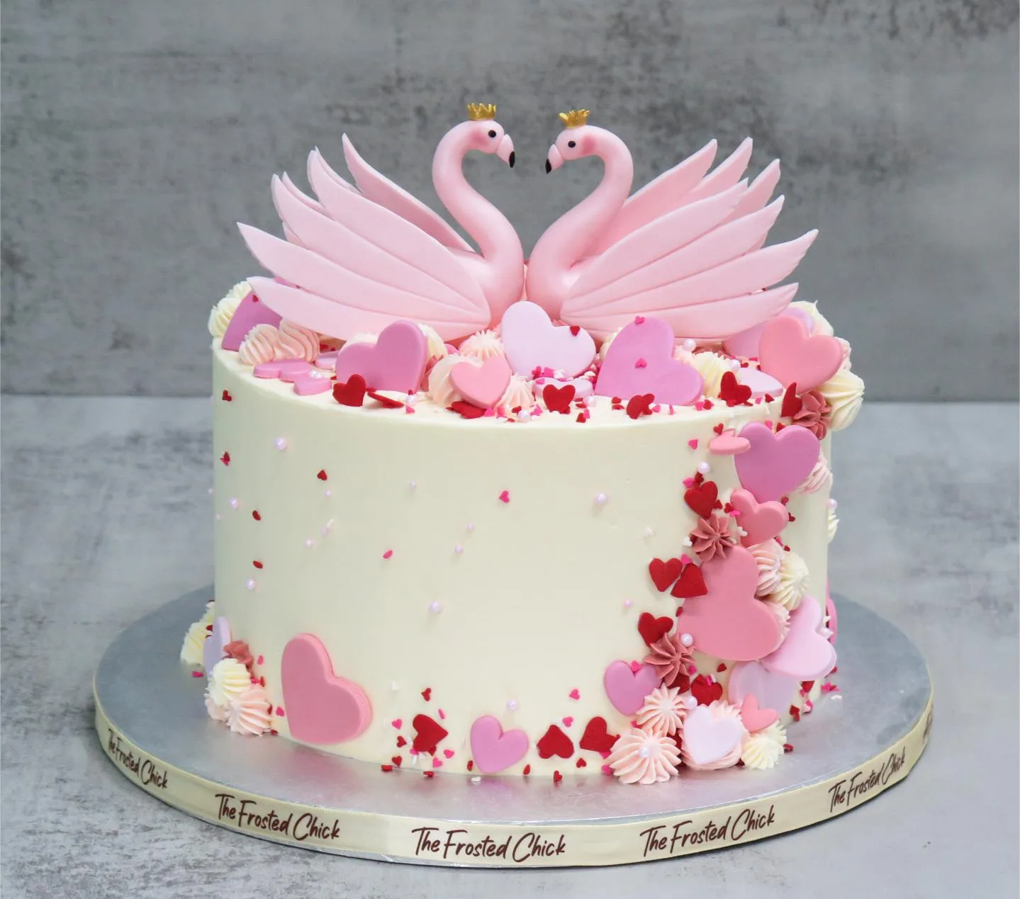 Swan Love Hearts Cake