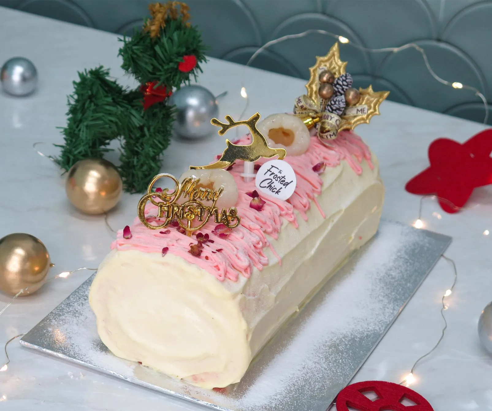 Lychee Rose Log Cake