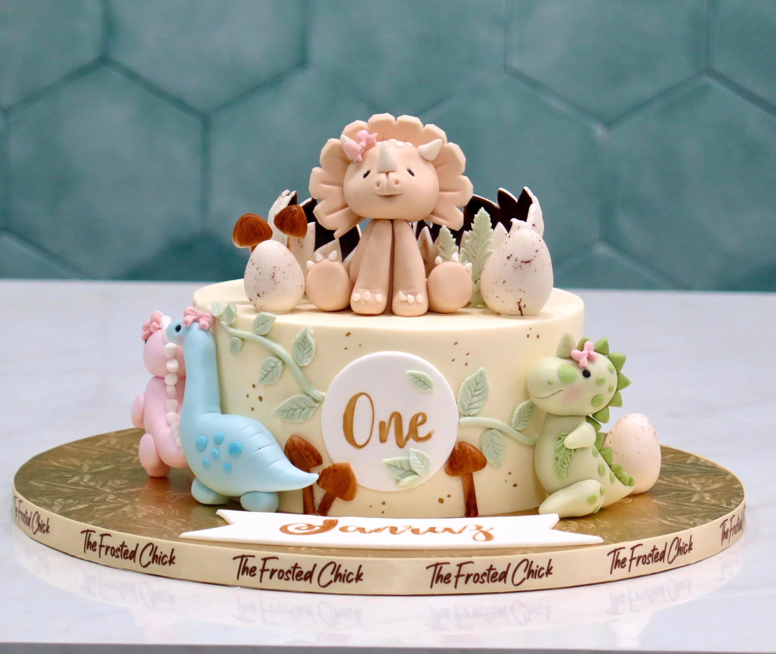 Pastel Dinosaur Cake