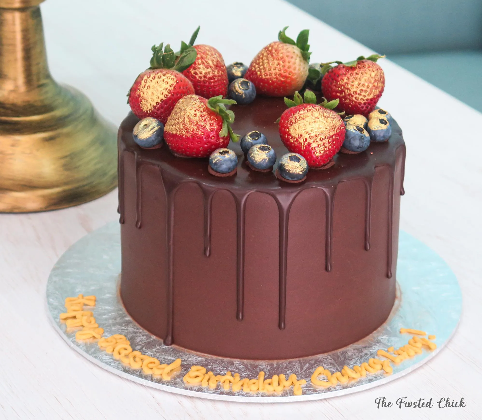 Dark Chocolate & Gold Berries Cake