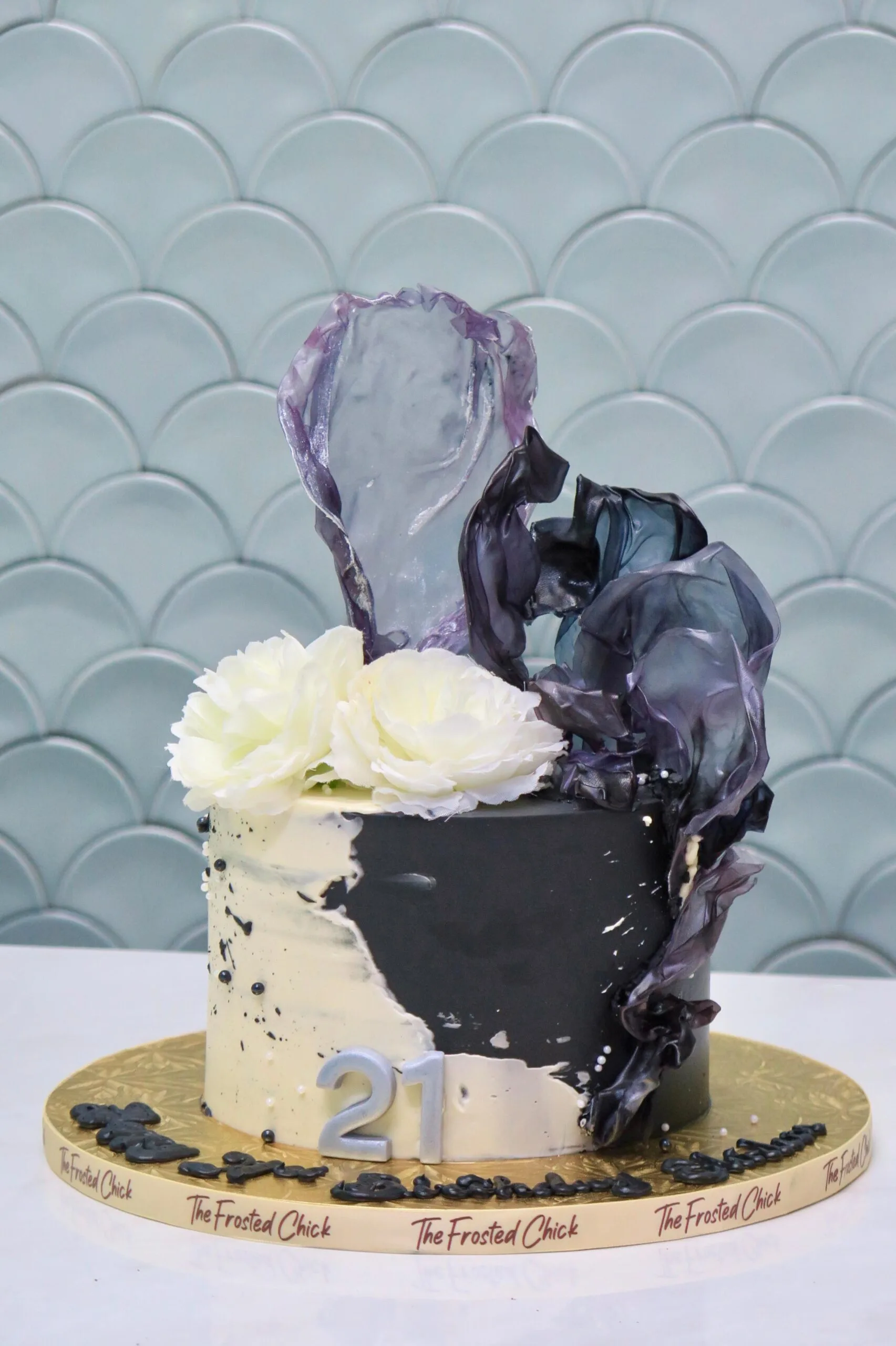 Monochrome Floral Sails Cake