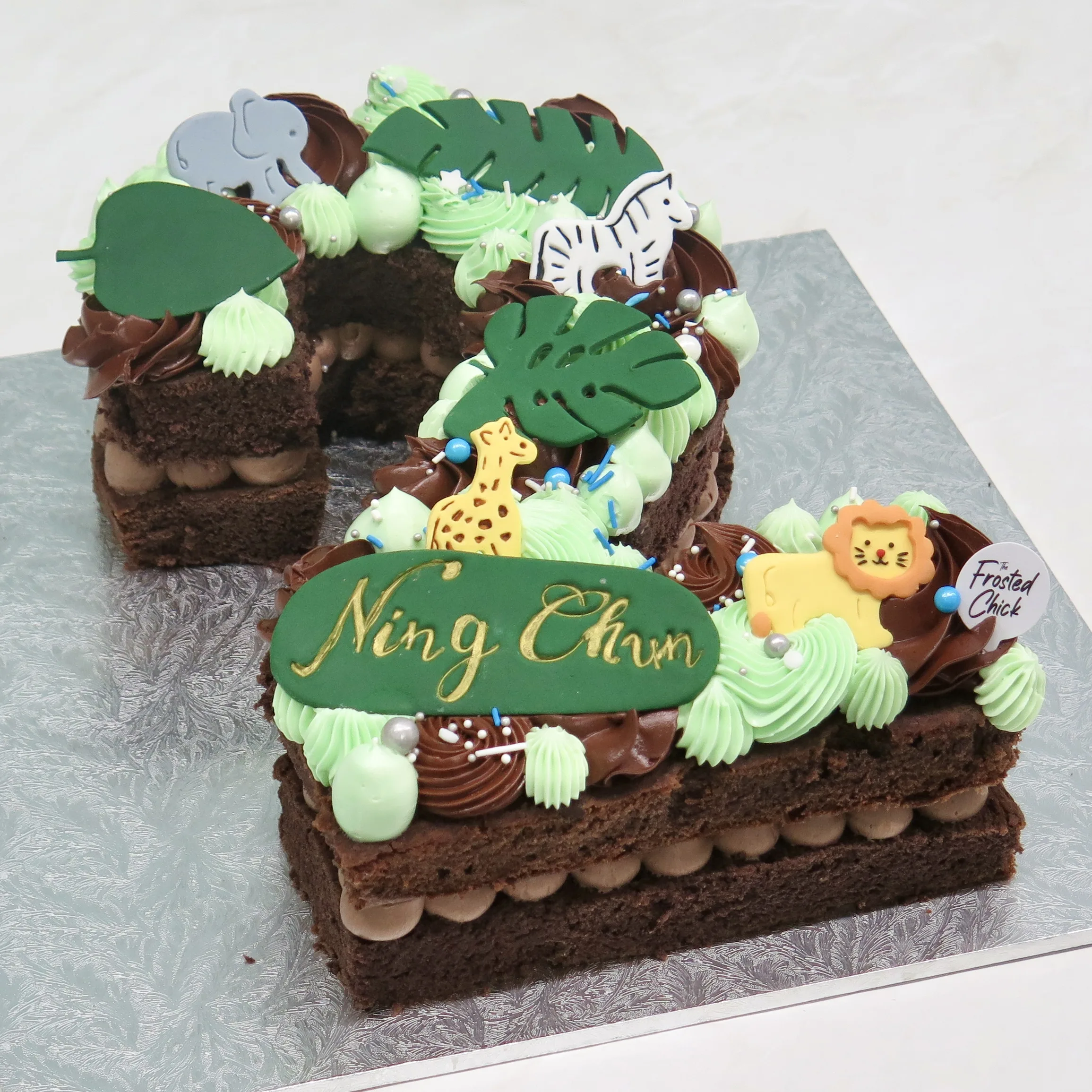 Minimalist Safari Animals Number Cake