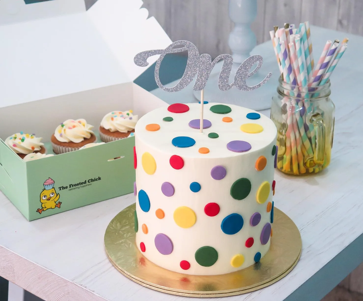 Rainbow Polka Dot Cake