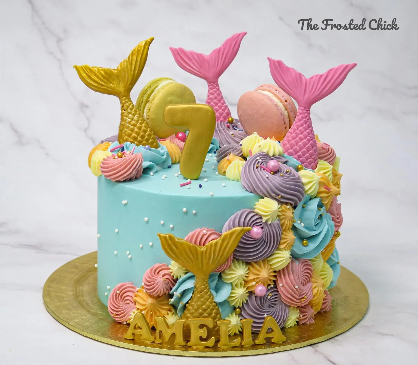 Pastel Rainbow Mermaid Cake