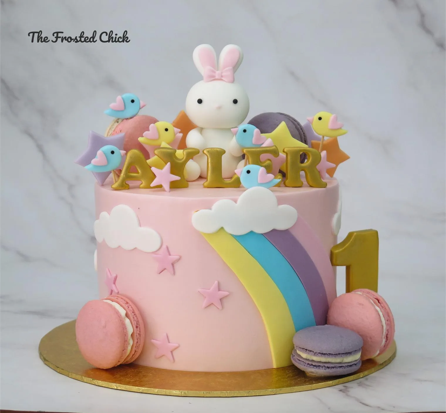 Pastel Rainbow Bunny Rabbit Cake