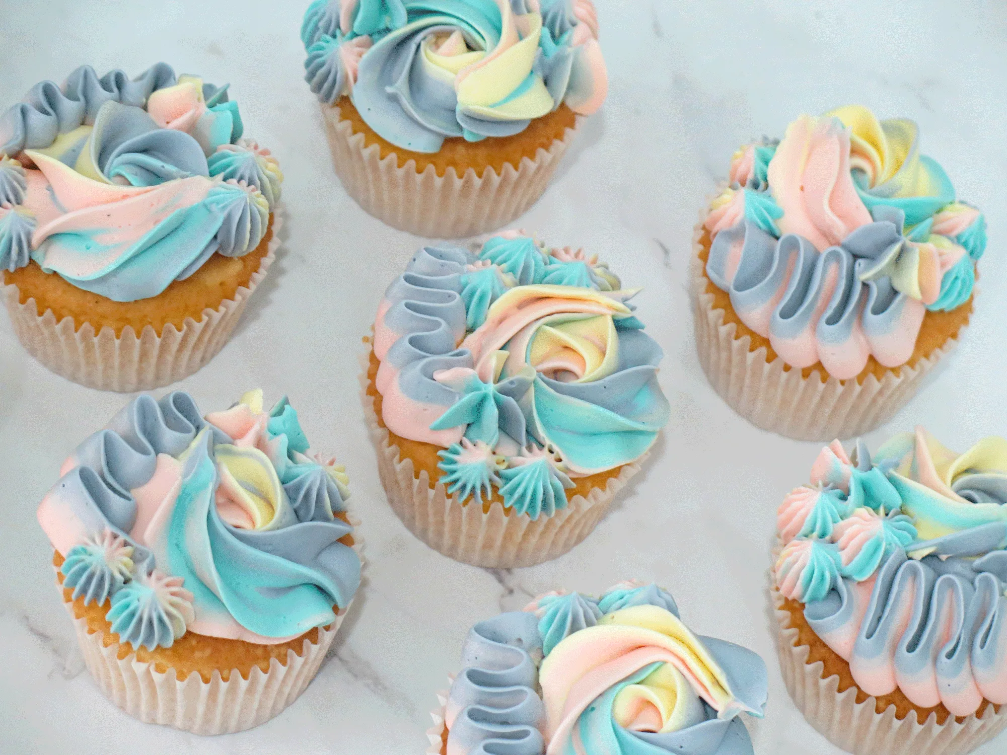 Pastel Rainbow Cupcakes