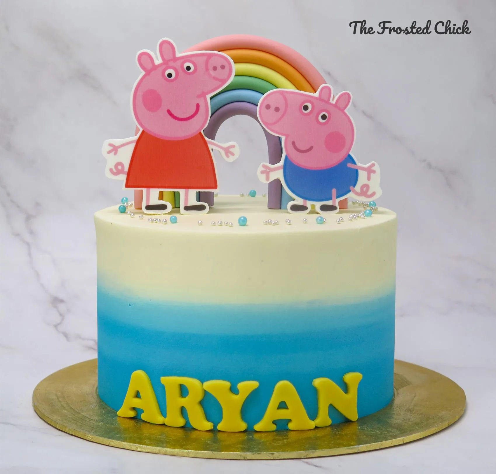 Peppa Pig and George Inspired Rainbow Cake
