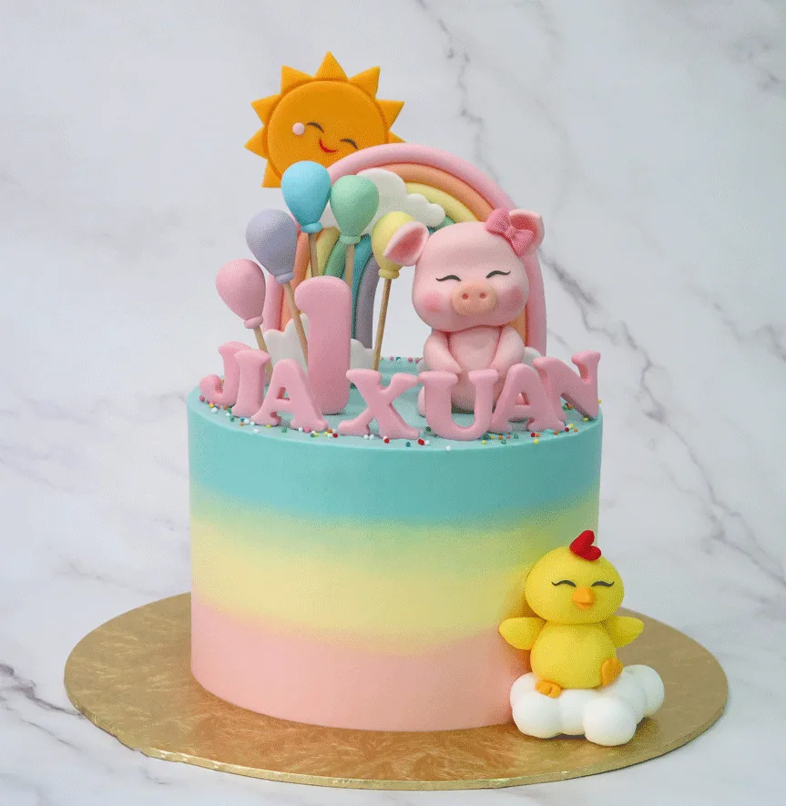 Sunshine Pastel Rainbow Piggy and Chick