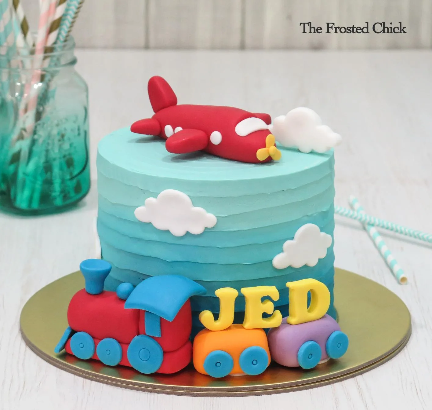Plane & Train Transport Cake