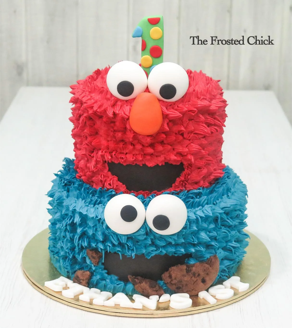 Elmo and Cookie Monster Inspired Cake