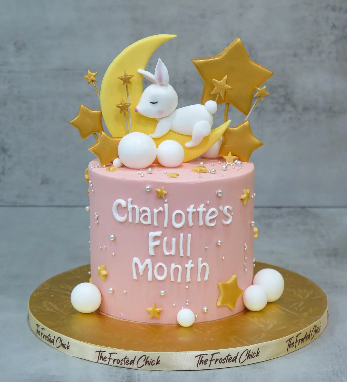 Starry Night with Sleeping Baby Bunny Rabbit Cake