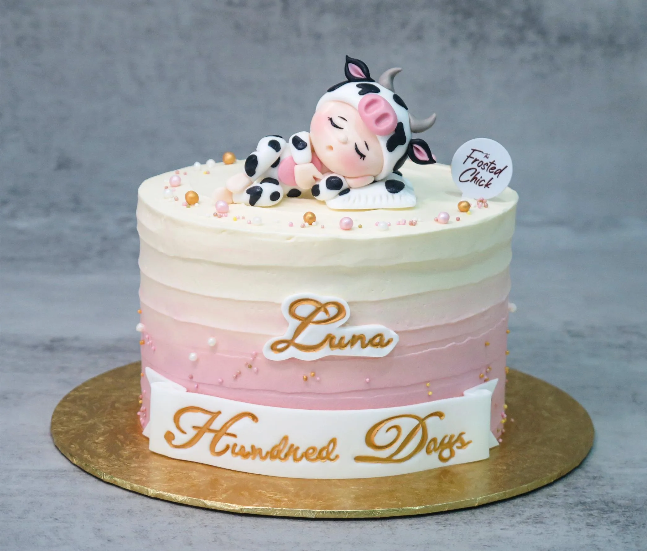 Sleeping Baby in Cow Suit Cake