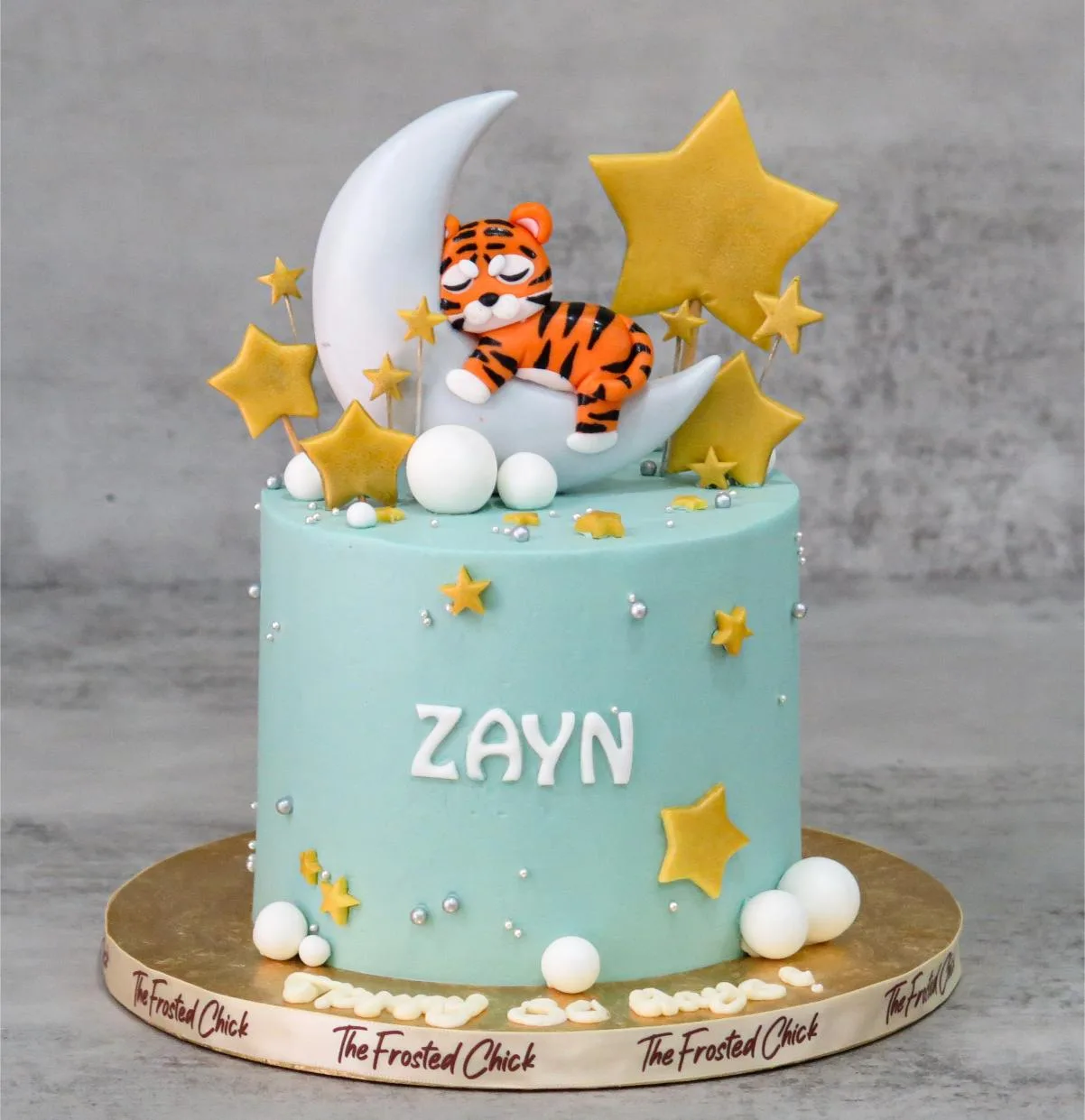 Starry Night with Sleeping Baby Tiger Cake