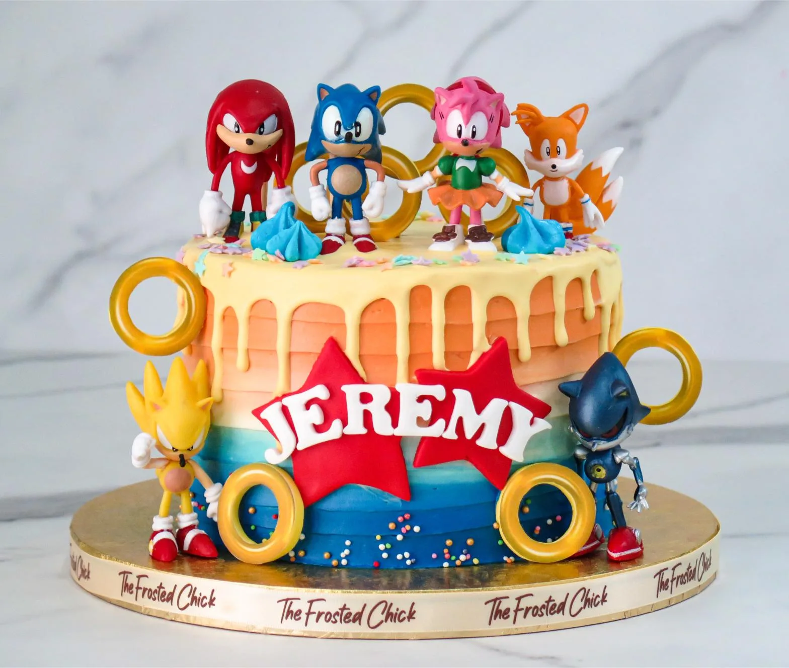 Sonic the Hedgehog Inspired Drip Cake