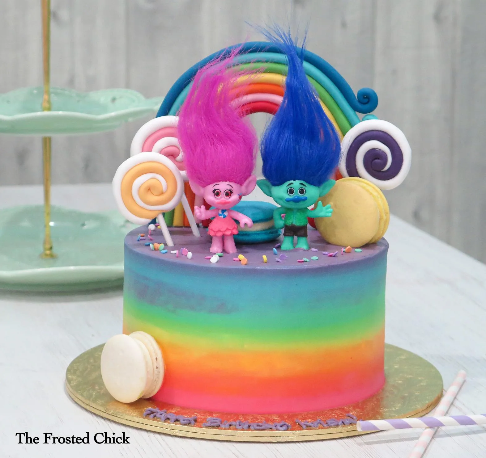 Trolls Inspired Fun Rainbow Cake