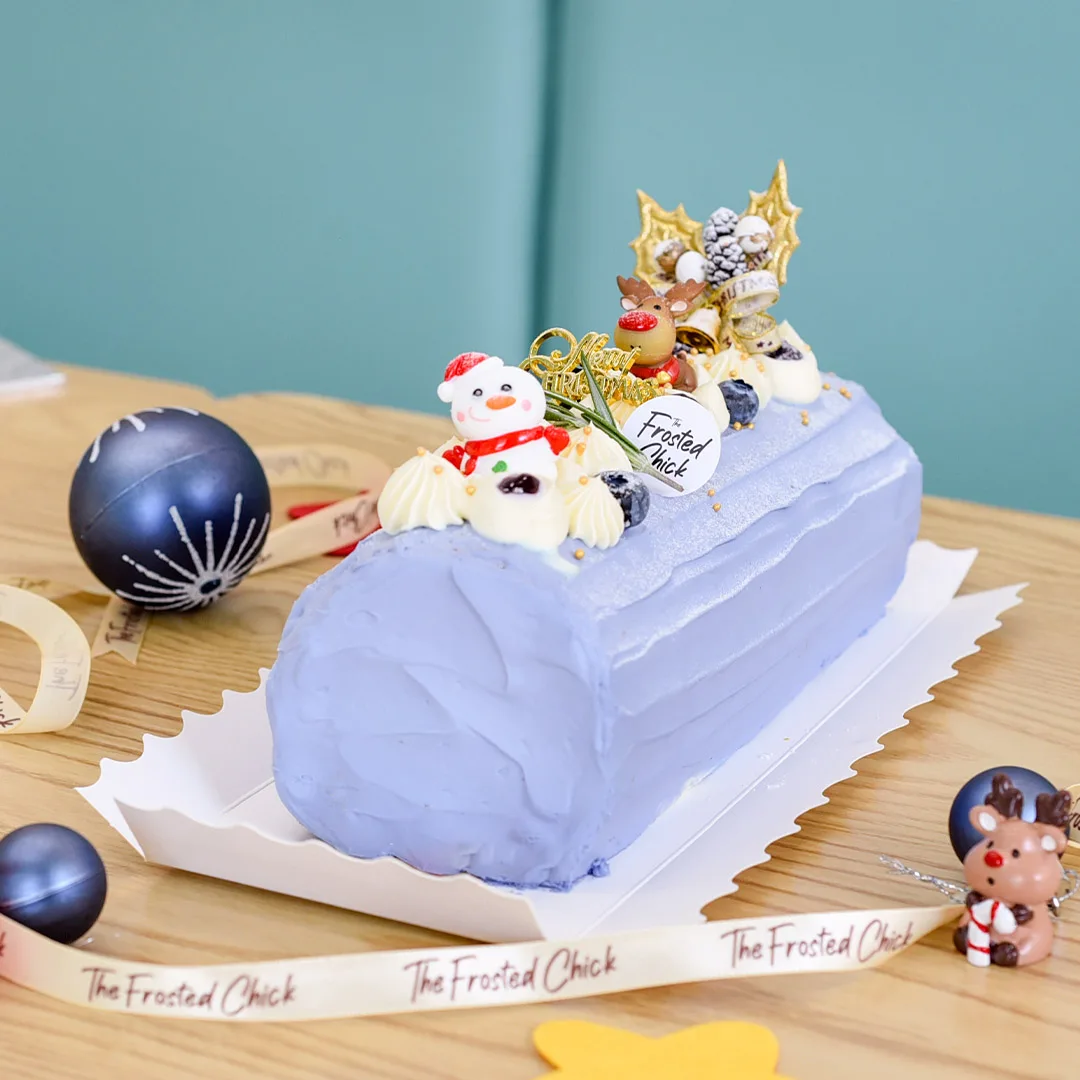 Chocolate Blueberry Cream Cheese Log Cake
