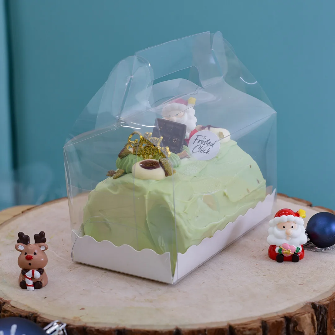 Mini Pistachio Raspberry Log Cake