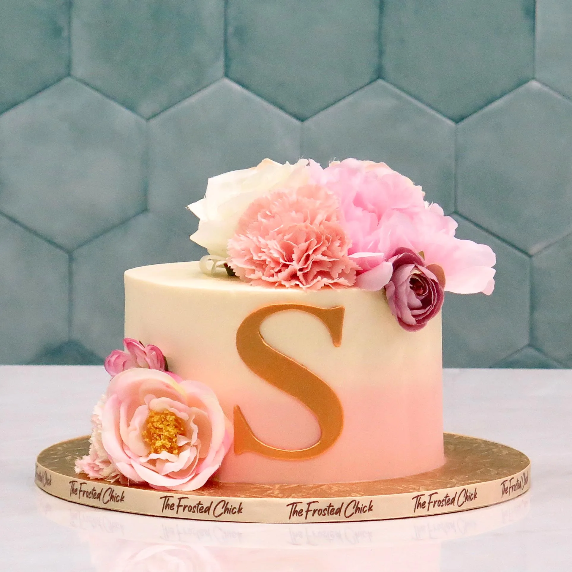 Pink Ombre Floral Cake